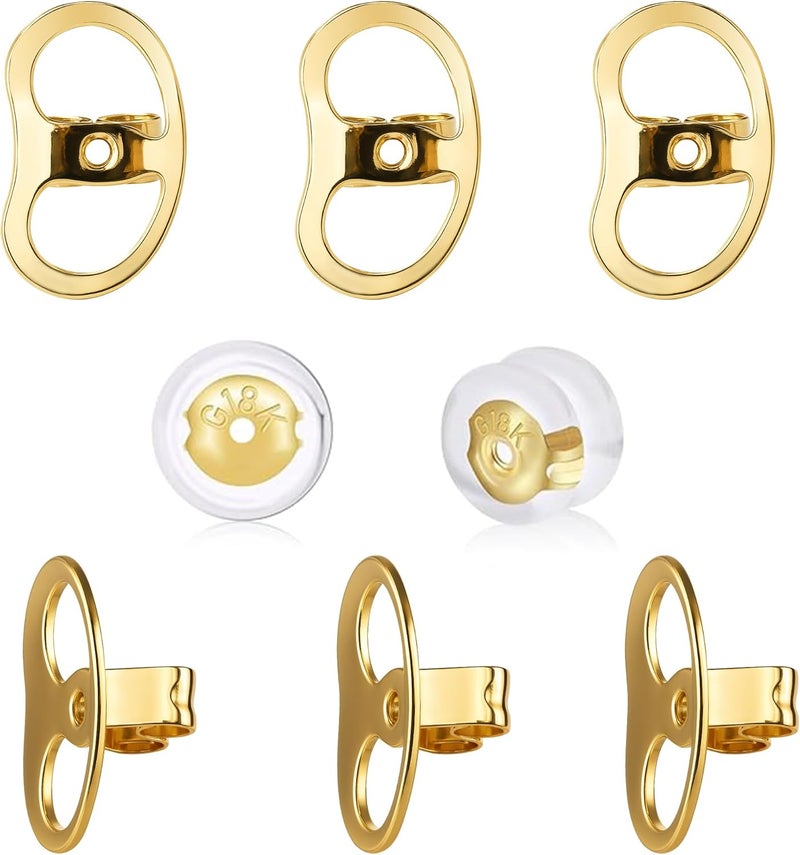 Goffing Earring Backs Replacements for Droopy Ears, Heavy Earrings Lifters, Locking Ear Support for Sensetive Skin, 8 Pairs - Image 1